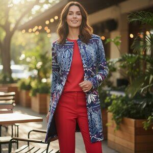 OrderPlus Long Jacket Native Stlyle print Size S NWT